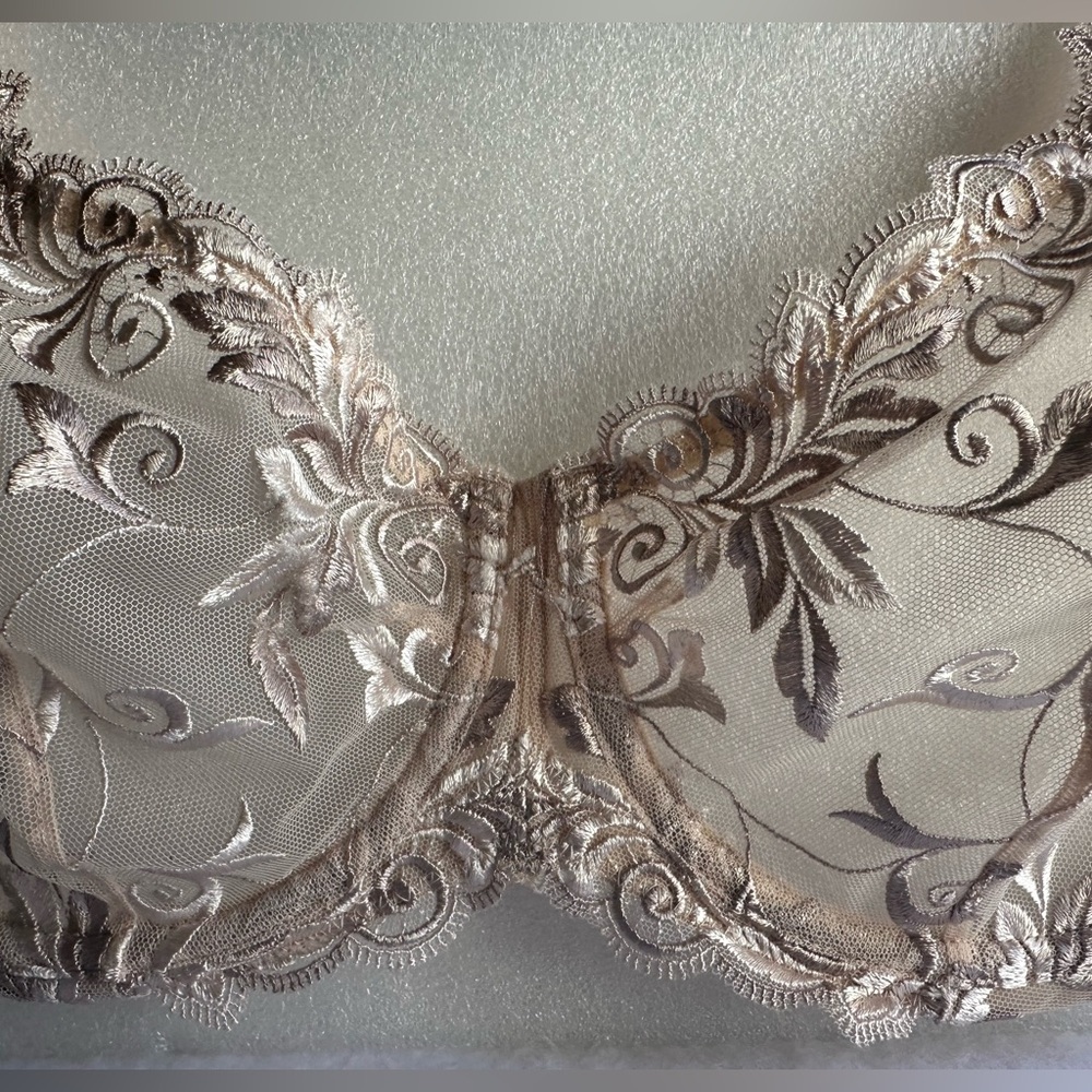 Soma Bra Beige Sheer Lace Underwire Embroidered 40C - Picture 3 of 14